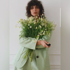 Women's linen Blazer zara light green 100% linen, NWT